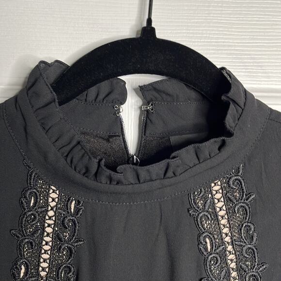 Worthington Black High Neck Bottom Ruffle Dress Size Medium - Picture 4 of 10